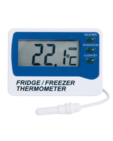 Digital fridge thermometer with safety zone indicator 